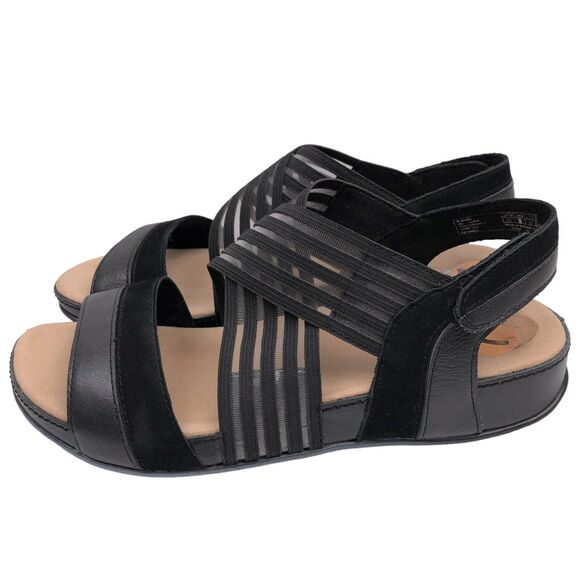 Romika Fidschi 64 Black Leather Mesh Sandals Slingback Strappy Sz 38 US 7 - 7.5 - Picture 3 of 8